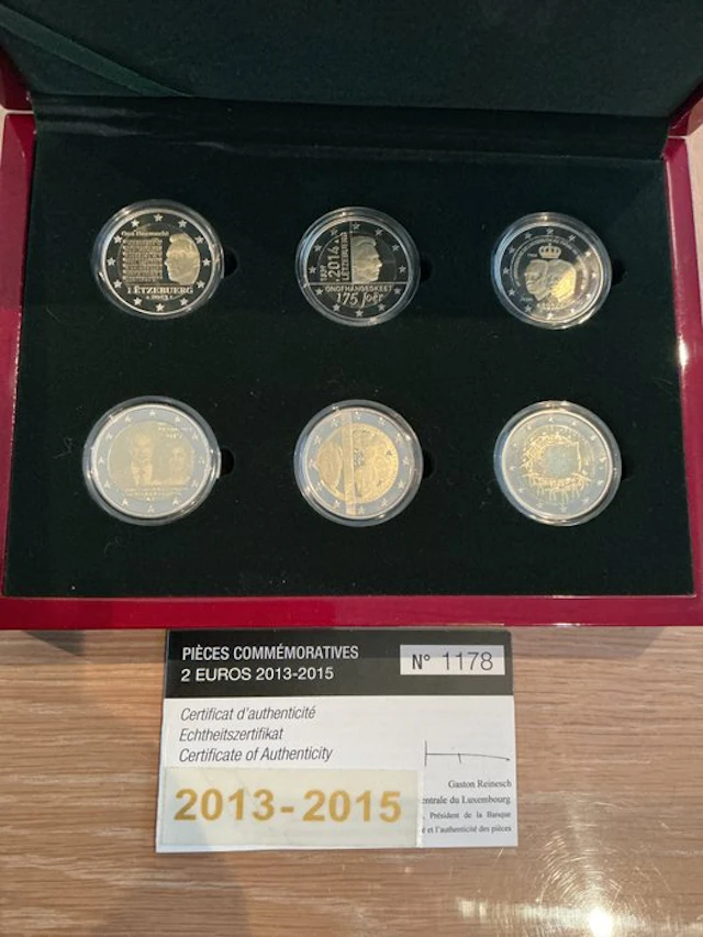 Luxembourg. 2 Euro 2013/2015 (6 coins) Proof