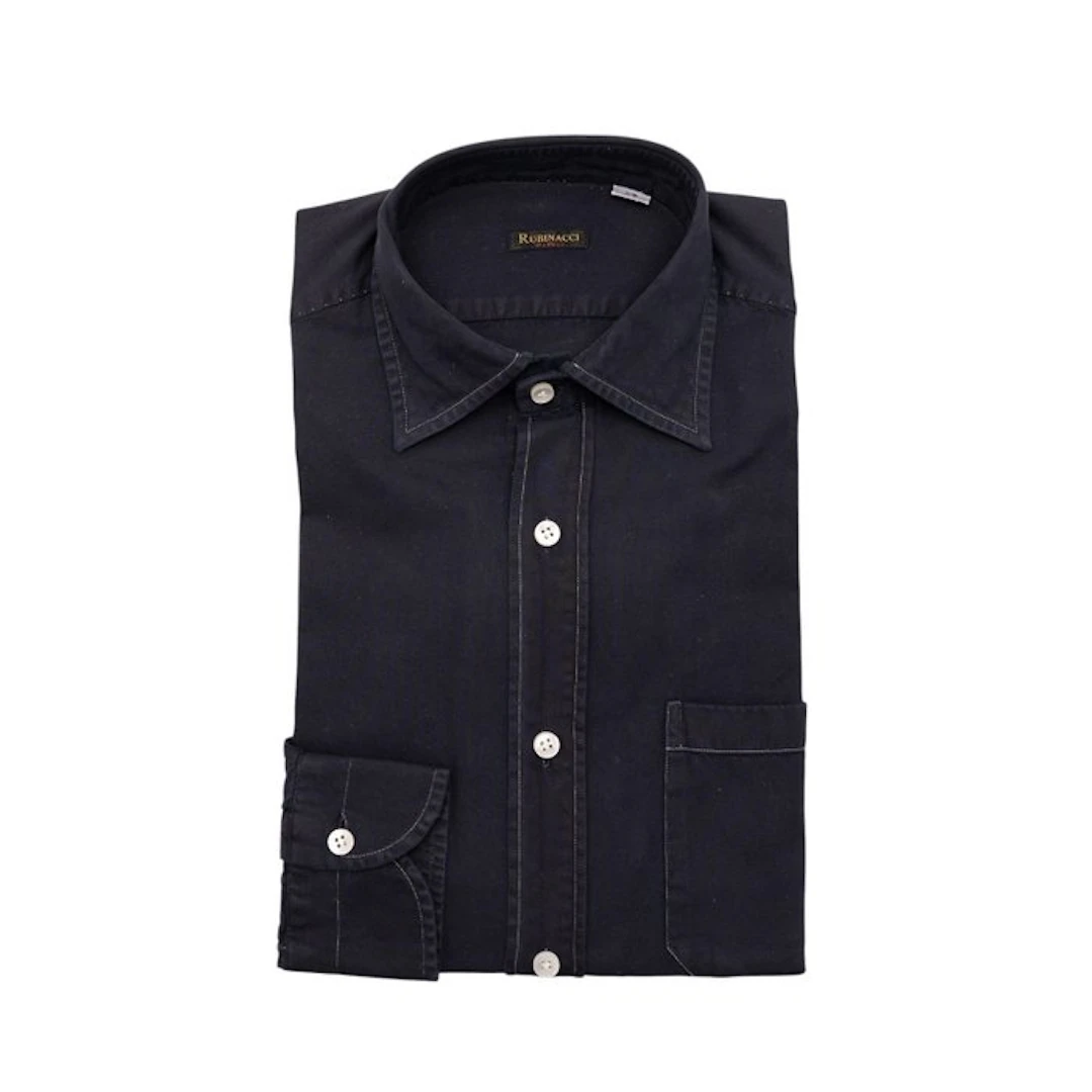 RUBINACCI NAPOLI - Size XS - Shirt Blue Denim Pocket 100%...