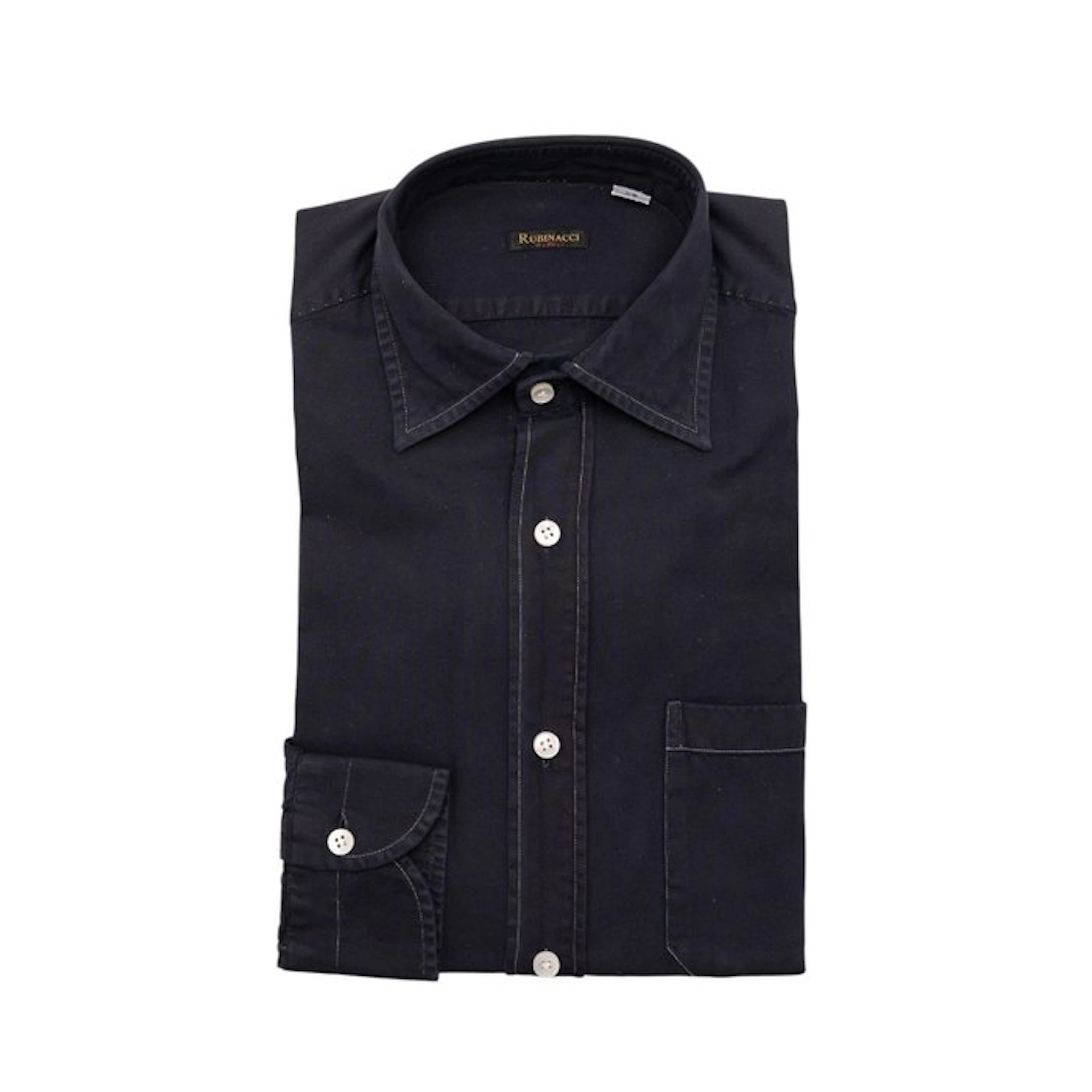 RUBINACCI NAPOLI - Size XS - Shirt Blue Denim Pocket 100%...
