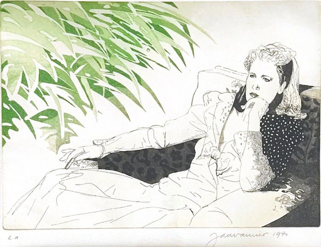 Jan Vanriet (1948) - Liggende vrouw op sofa