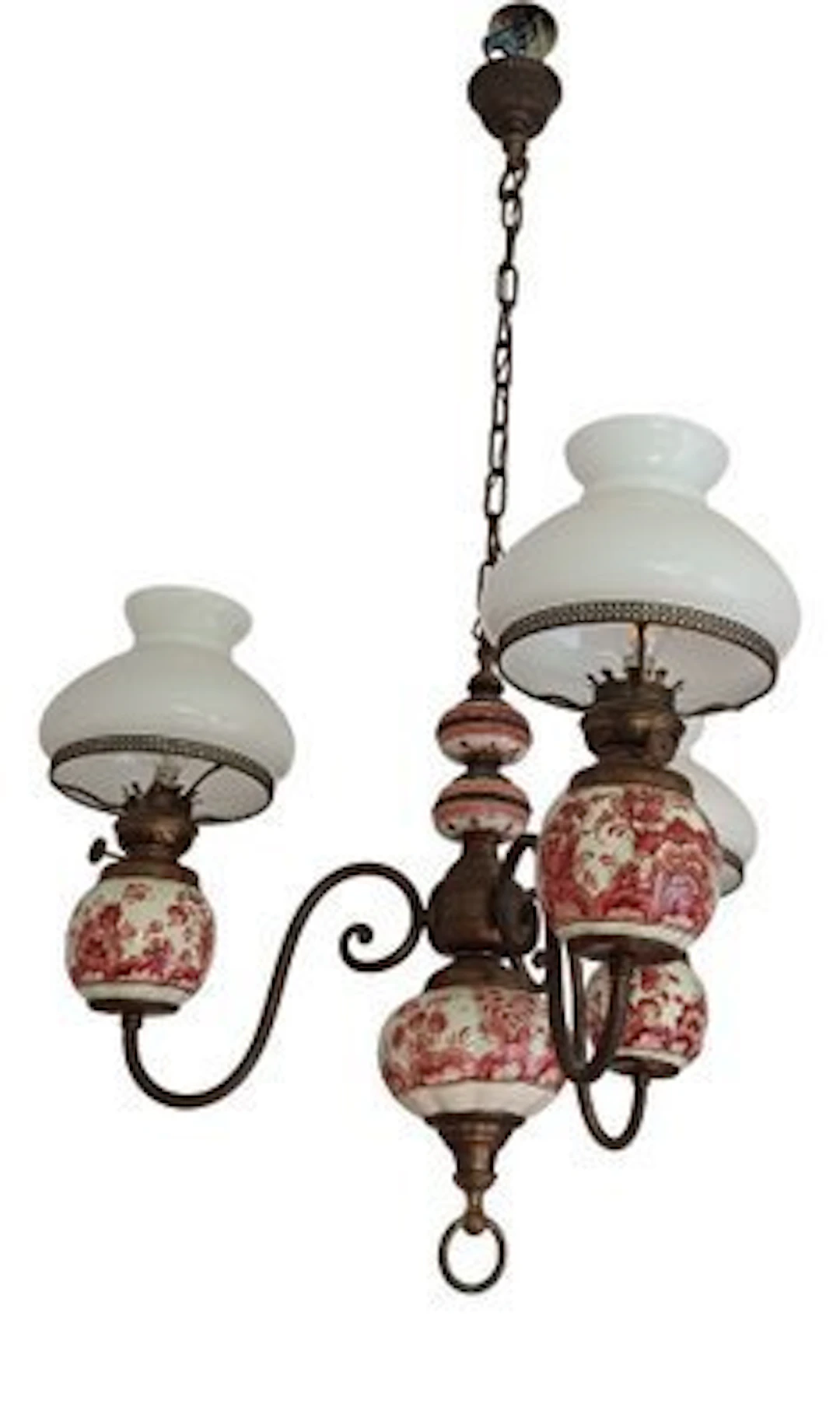 Hanging lamp - Opaline glass - Art Nouveau, porcelain.