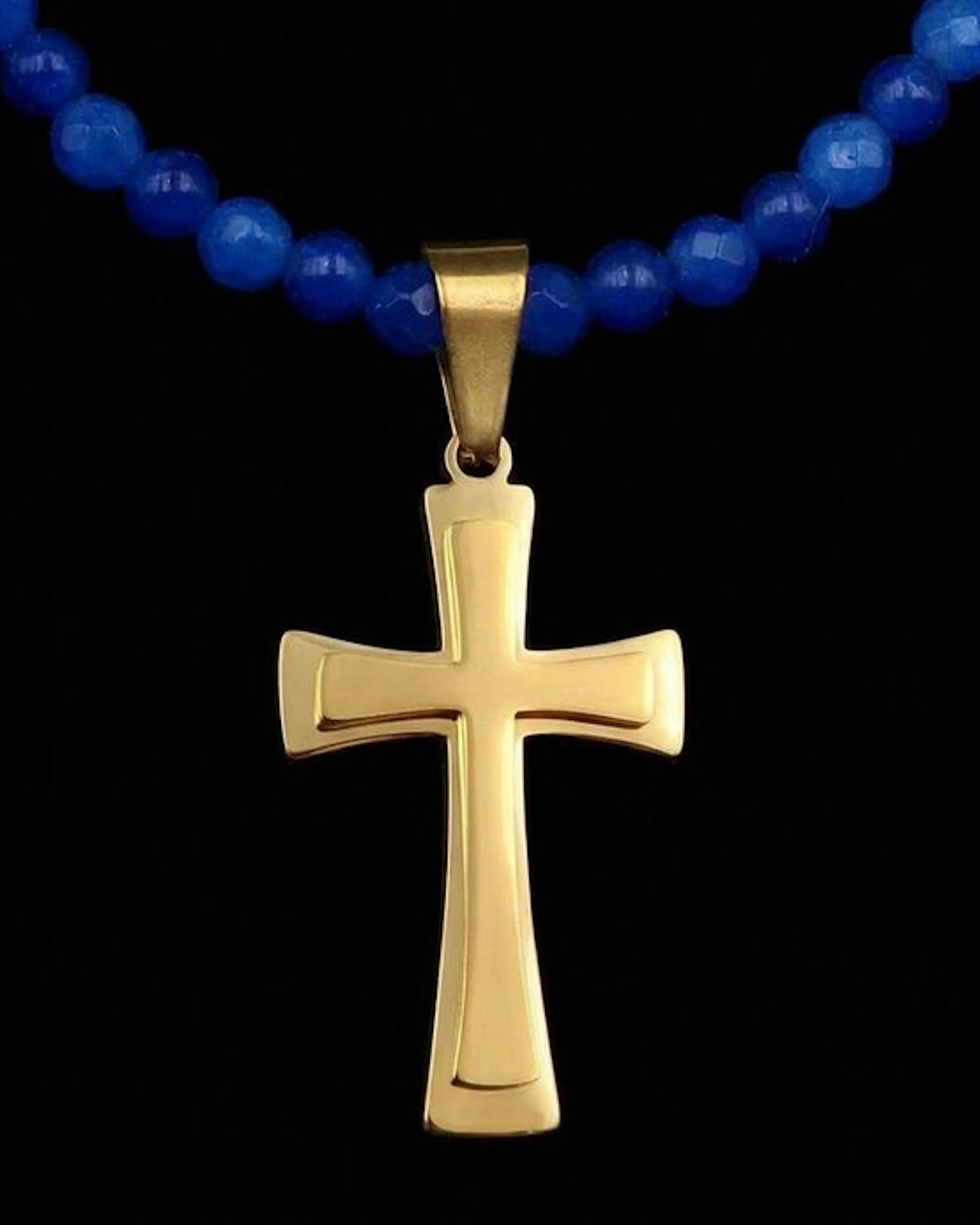 Sapphire - Cross of Light - Calm and Comfort - 14K Gold Filled Clasp - Necklace