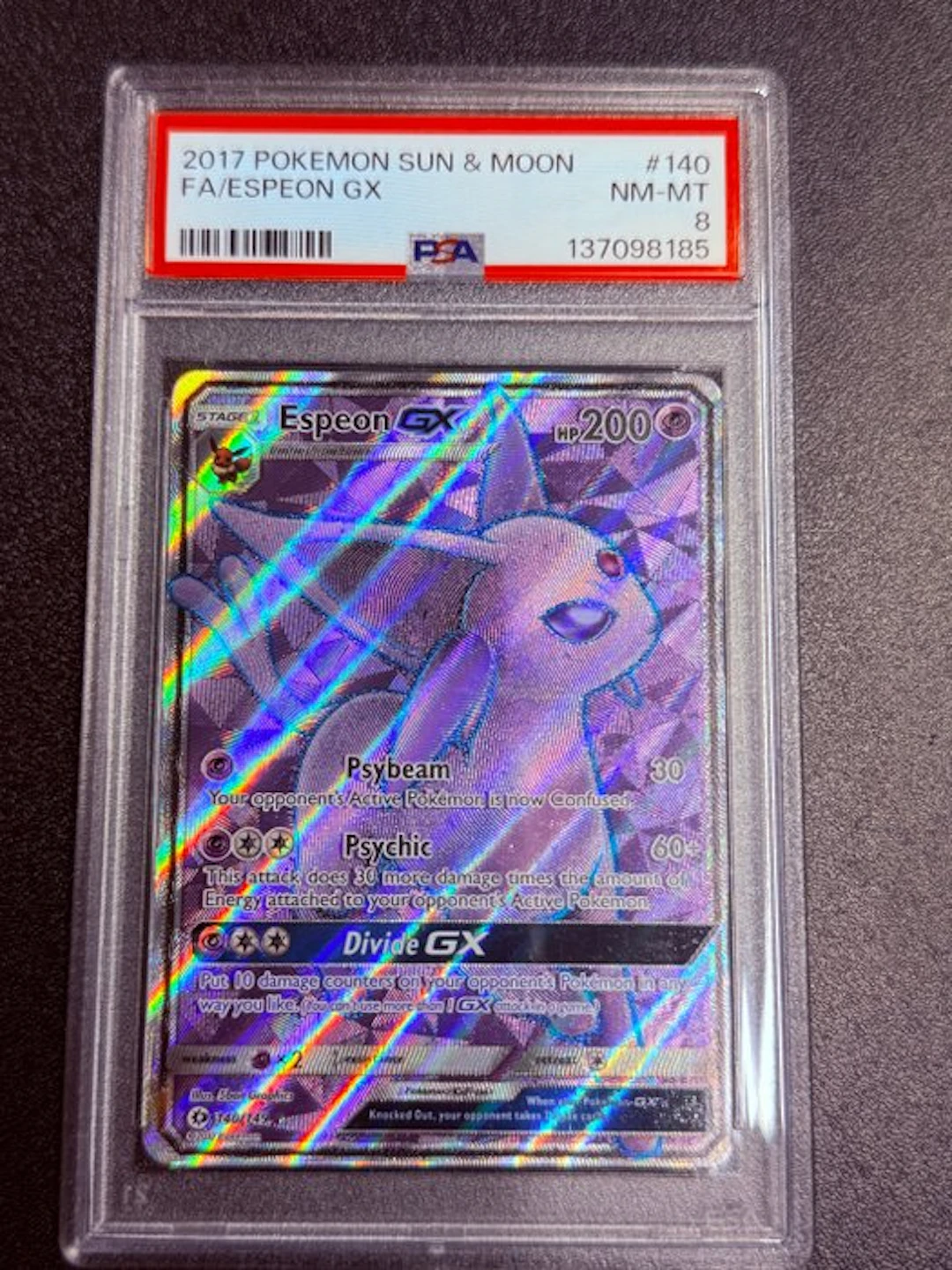 Pokémon - 1 Graded card - Espeon #140 Foil, Full art - PSA 8 - Sun & Moon
