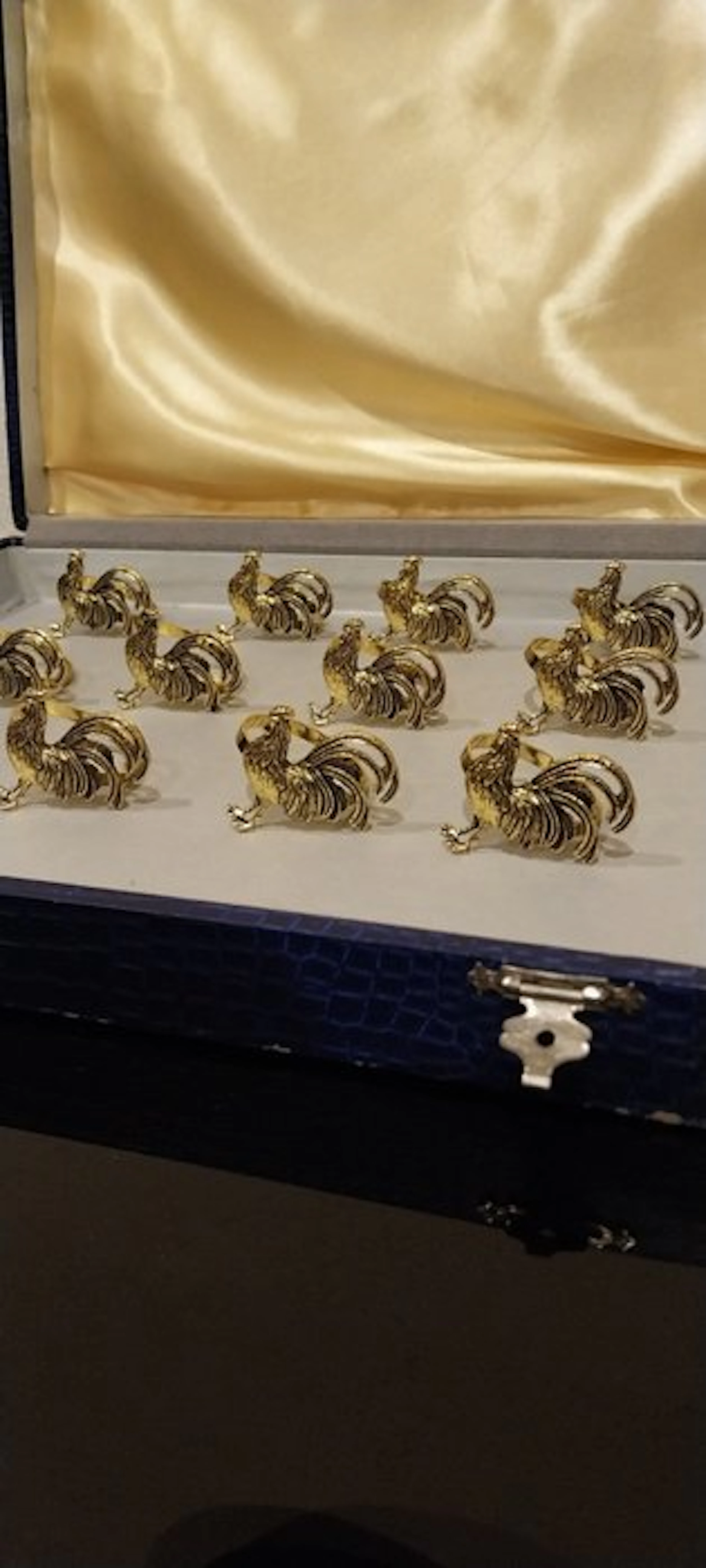 Napkin ring (12) - roosters - Gilt brass