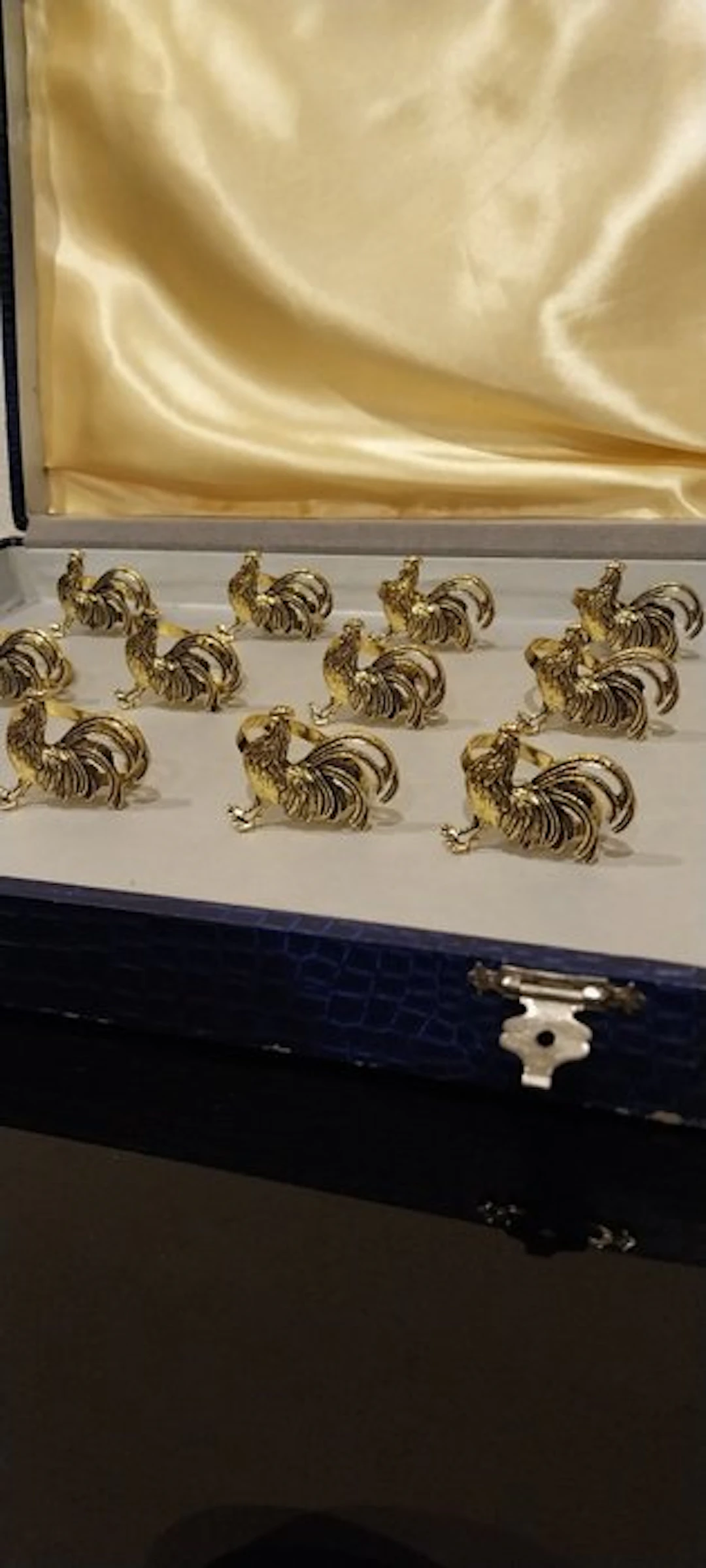 Napkin ring (12) - roosters - Gilt brass