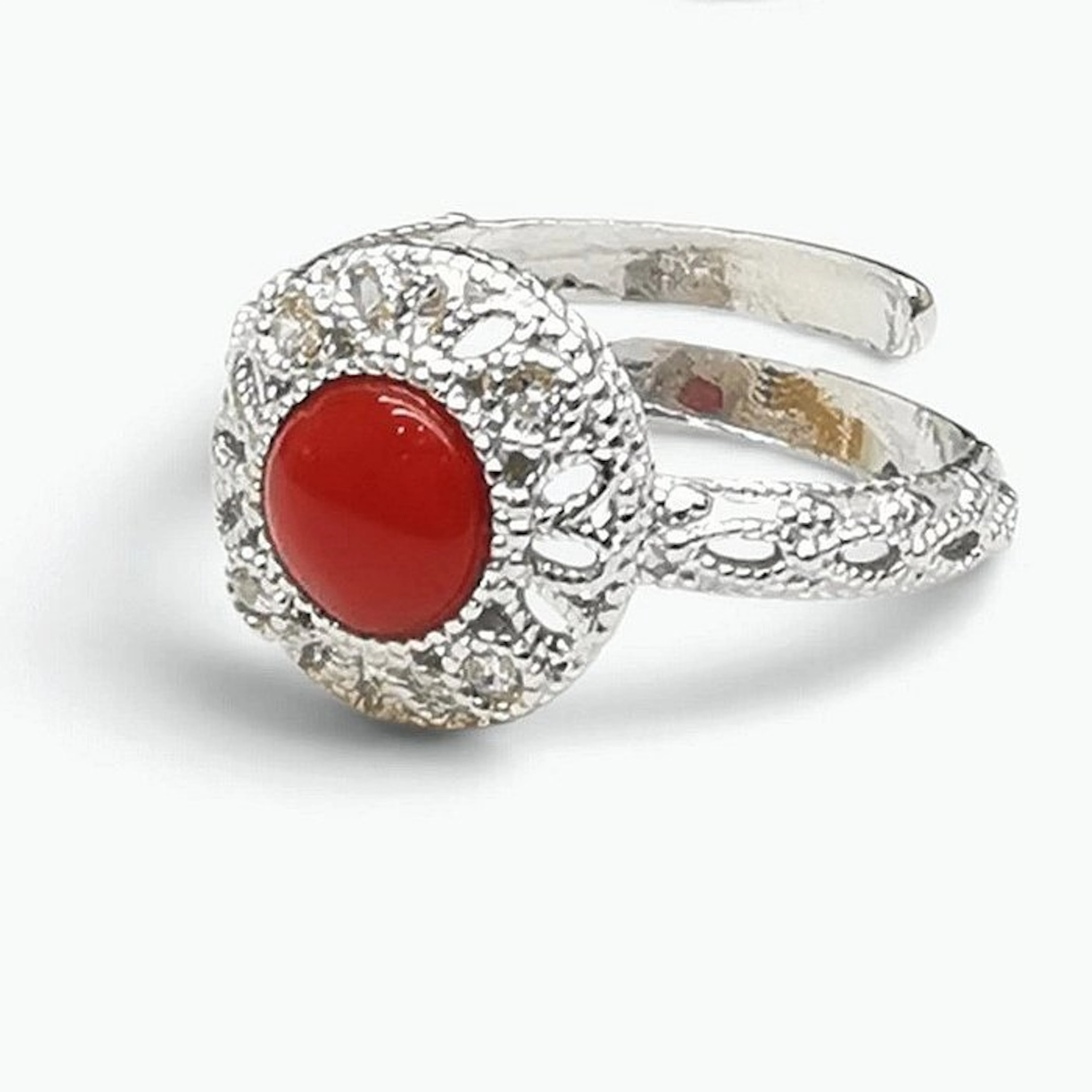 Coral - Sterling Silver 925 - Ring - Italian craftsmanship