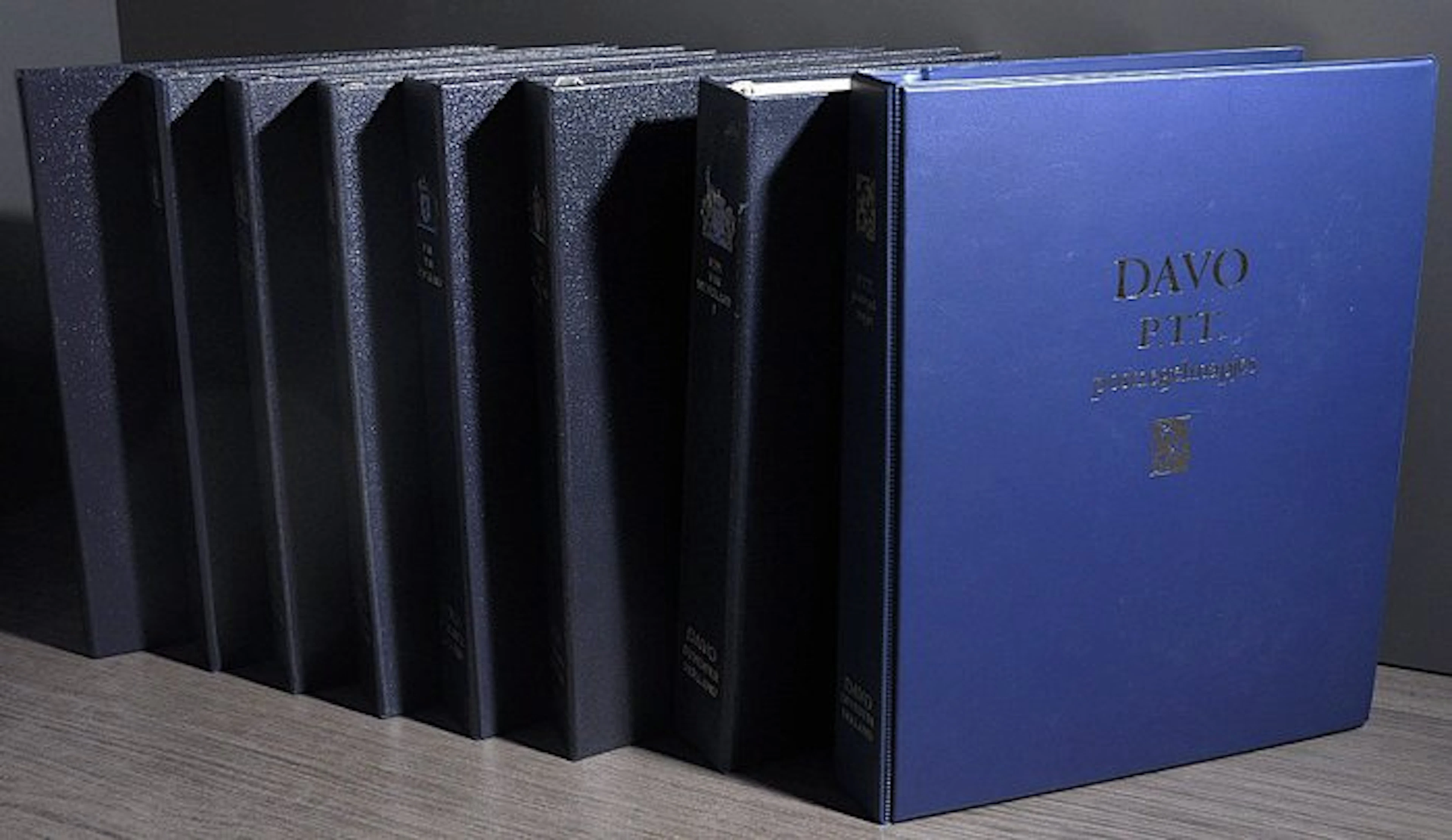 Netherlands - A big box full of hundreds of stamp sleeves in eight DAVO albums.
