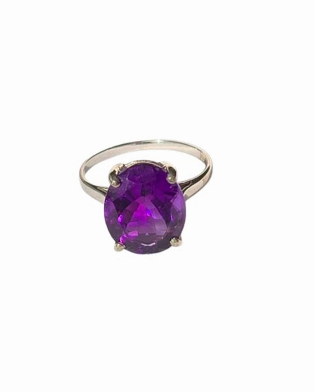 No reserve price - Ring - 18 kt. White gold - 4.00ct. tw. Amethyst