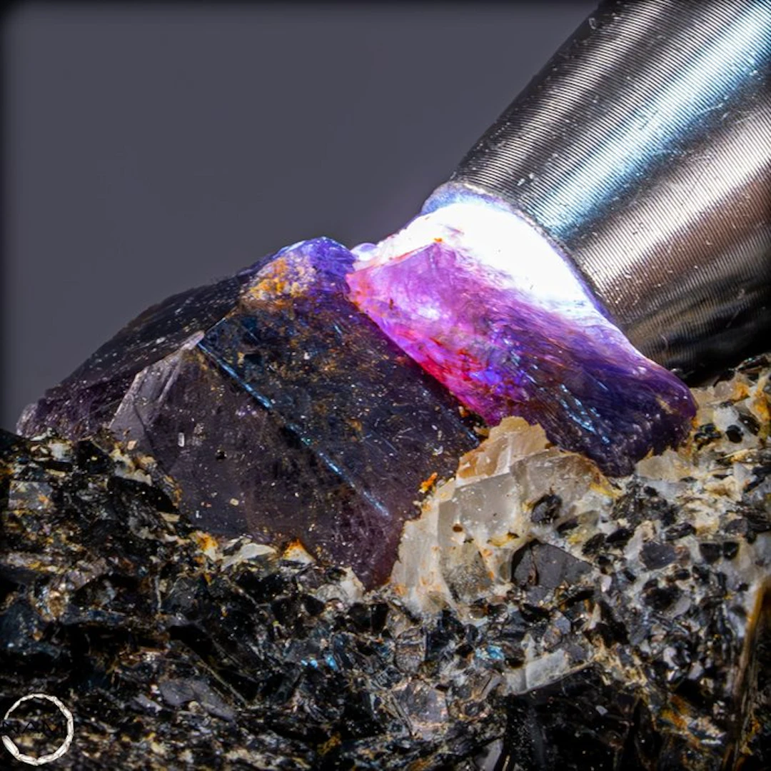 Natural multicolored sapphire on matrix – Rough crystal...