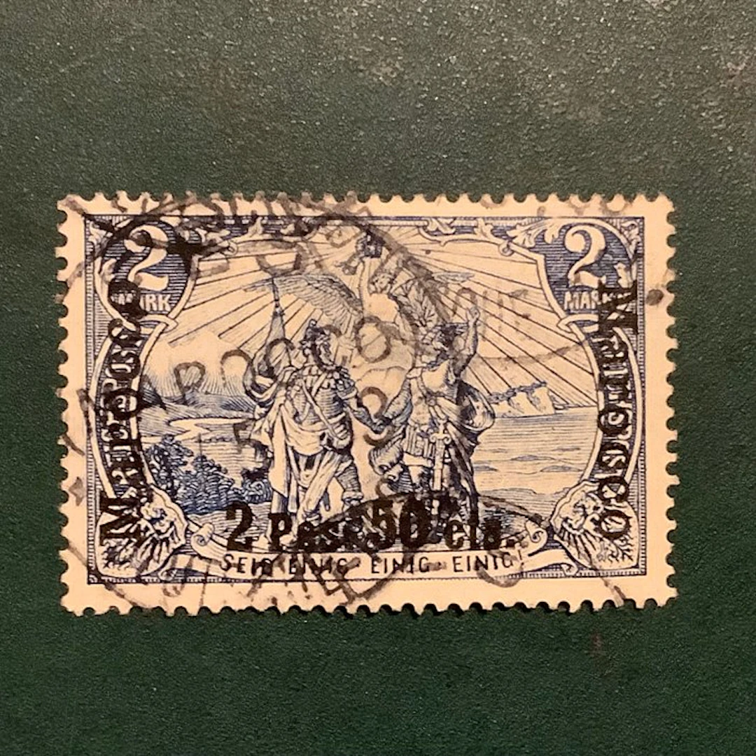 German office in Morocco 1900 - 2.5 pesetas for 2 marks - Michel 17