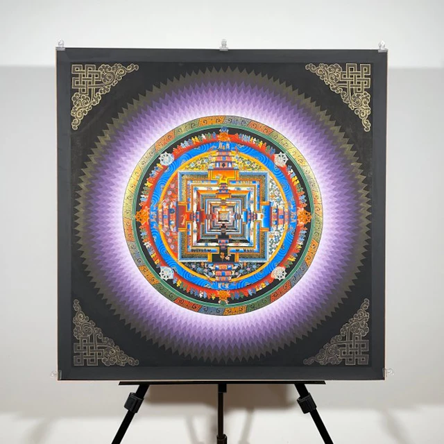 75 cm - Large Painting of Tibetan Tradition - Mandala...