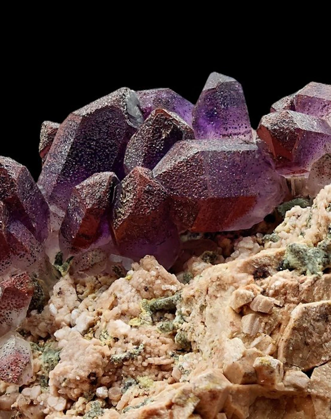 RARE PURPLE AMETHYST with SALMON-PINK ORTHOCLASE