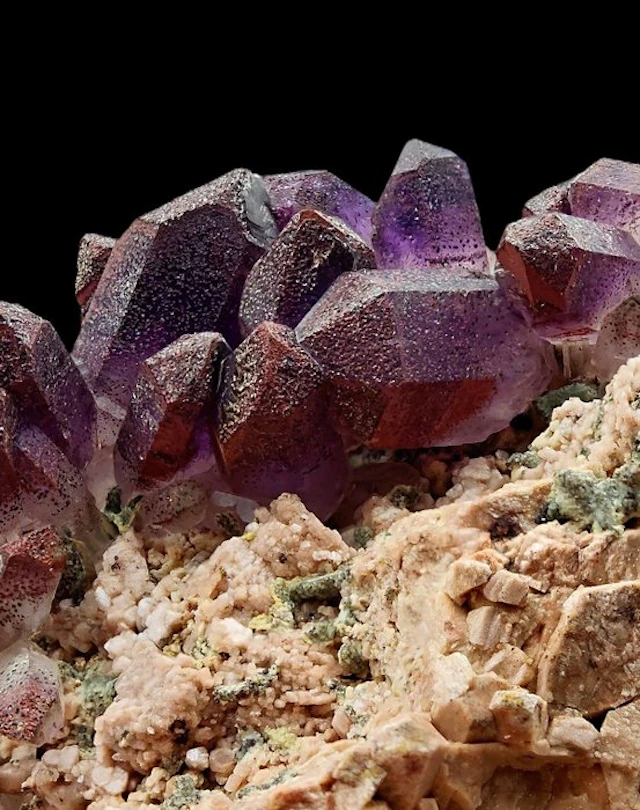 RARE PURPLE AMETHYST with SALMON-PINK ORTHOCLASE
