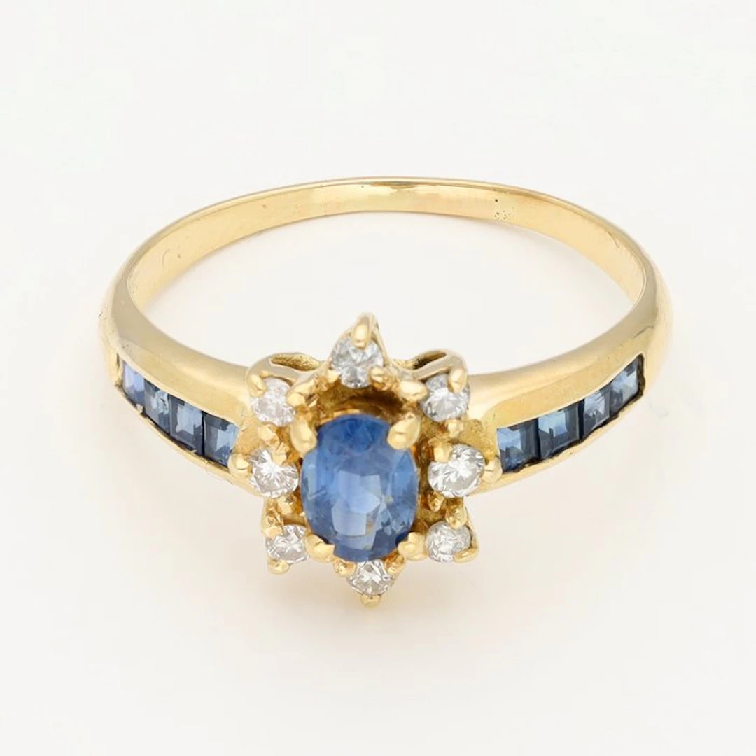 Ring - 18 kt. Yellow gold - Diamond - Sapphire