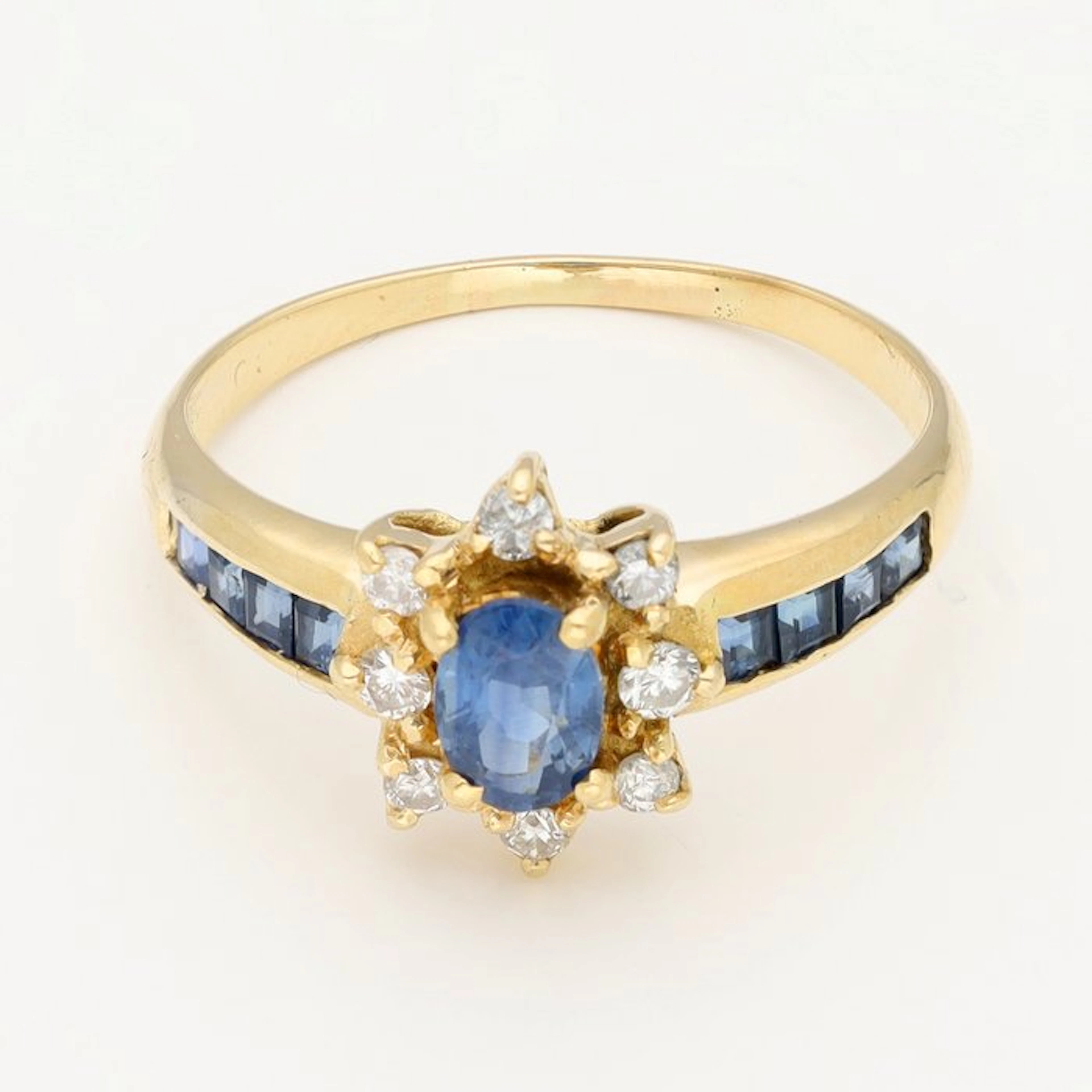 Ring - 18 kt. Yellow gold - Diamond - Sapphire