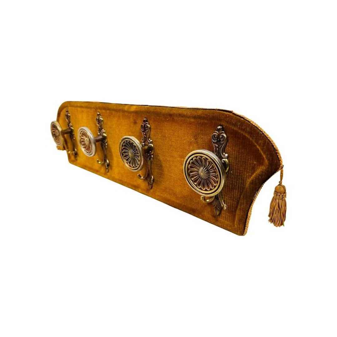 Coat rack - Hollywood Regency Velvet Wall Coat Rack with...