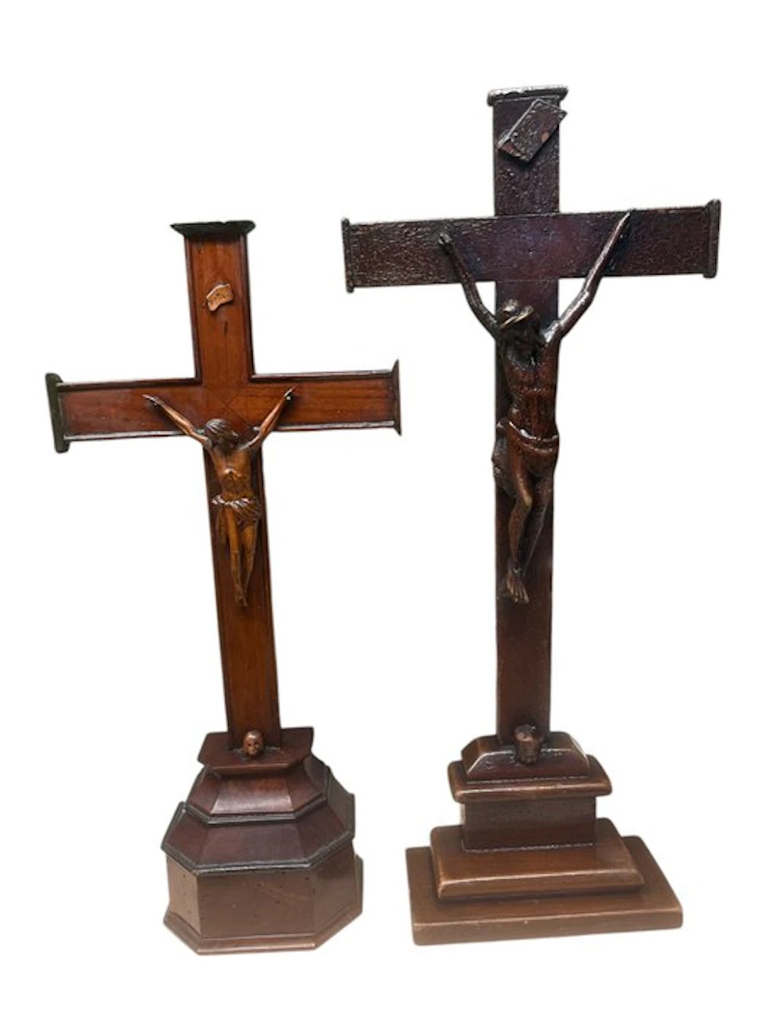Crucifix (2) - Wood - 1800-1850 - Two wooden crucifixes