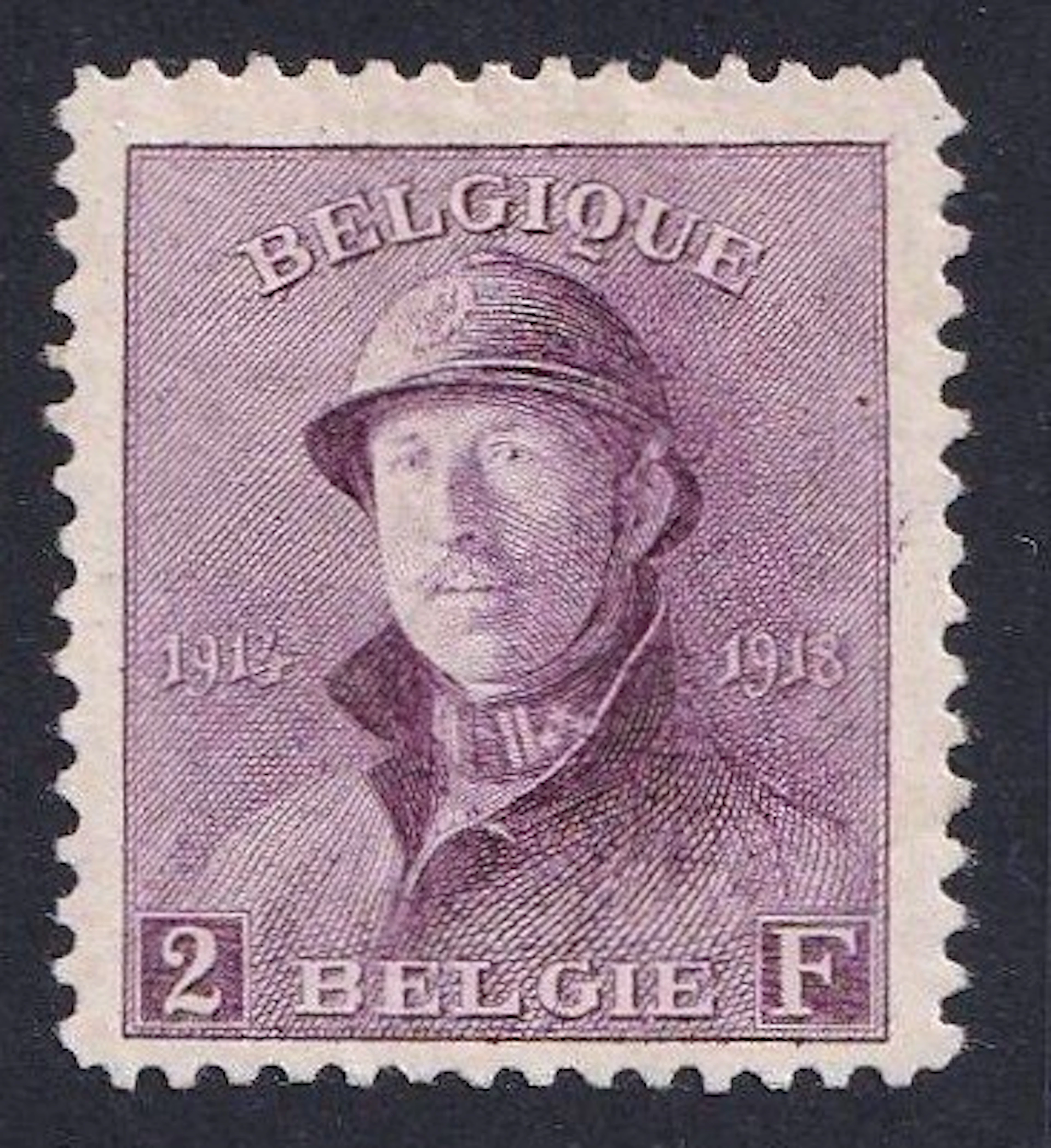 Belgium 1919 - Albert with helmet - 2F Purple - OBP/COB 176
