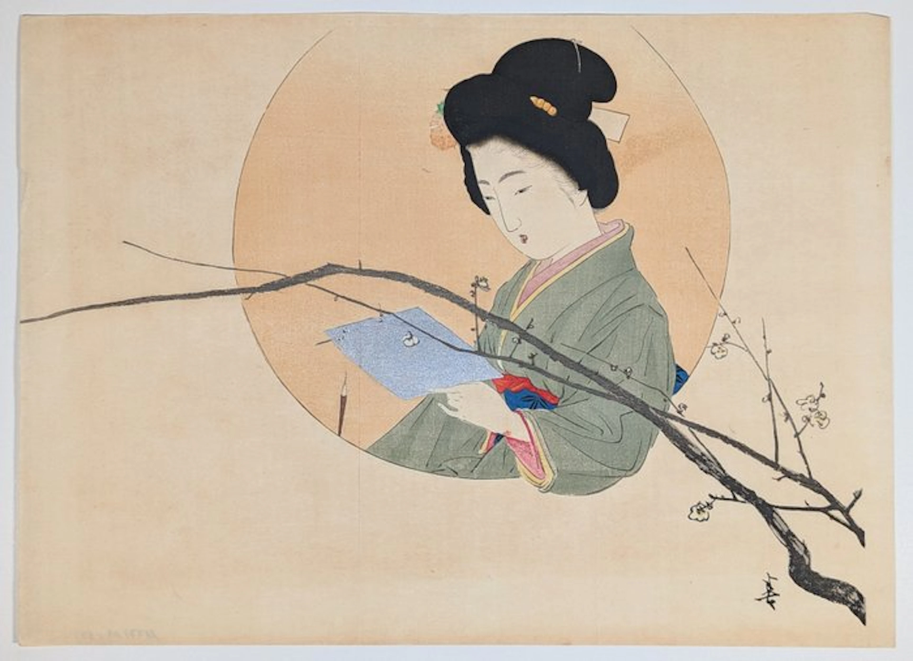Kajita Hanko — Kuchi-e — Beauty and Plum Blossoms