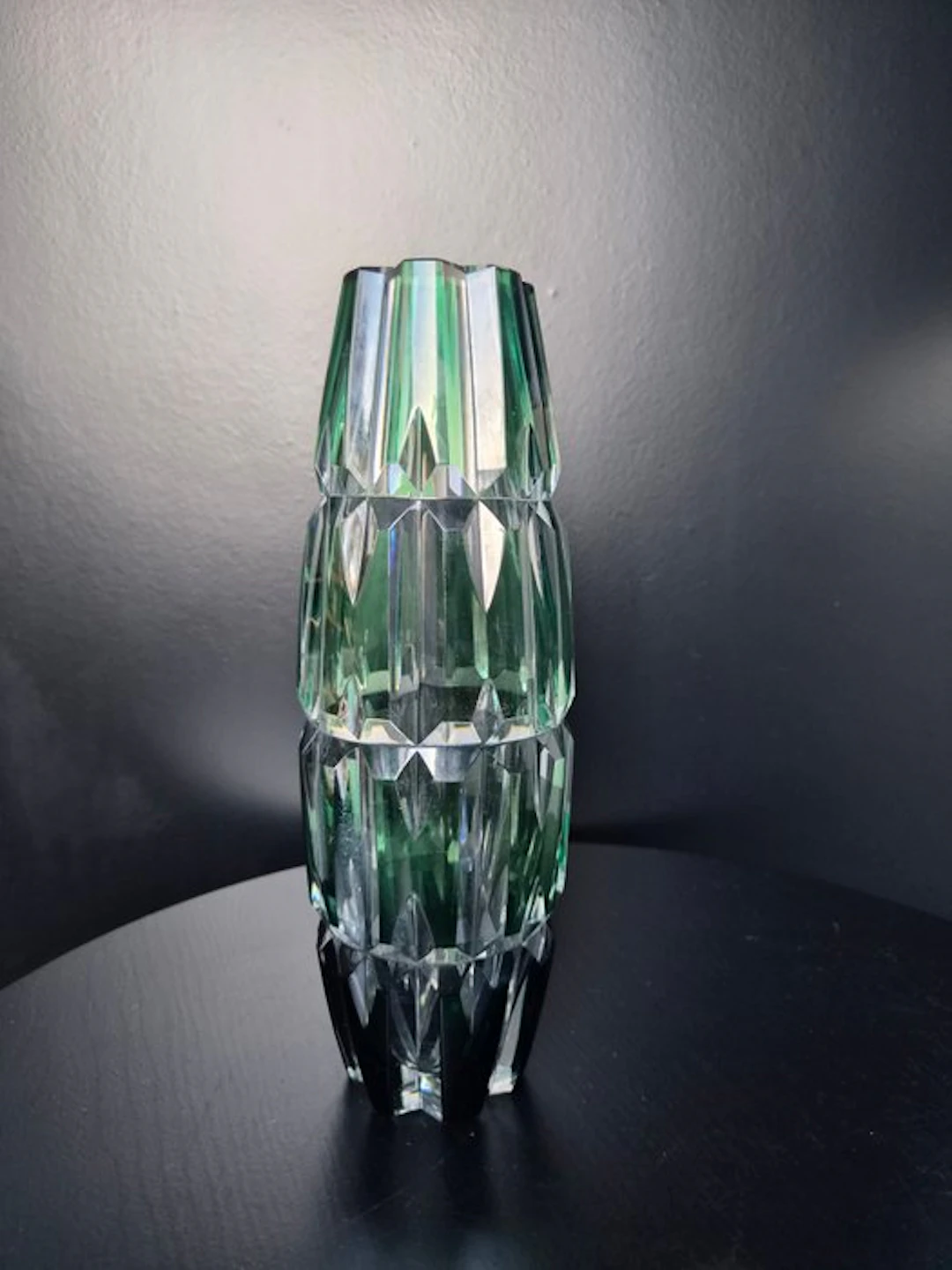 Val Saint Lambert - Vase - Large Art Deco Style Cut...