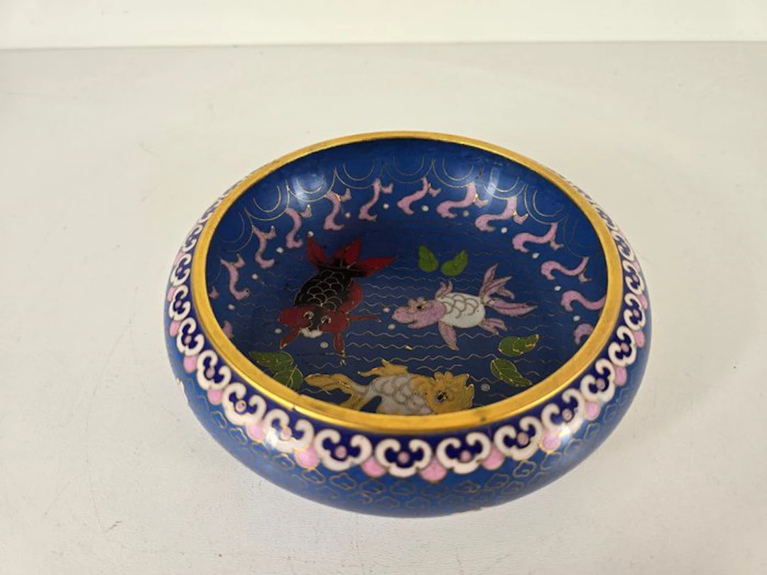 Bowl - cloisonné - Come, colorful goldfish