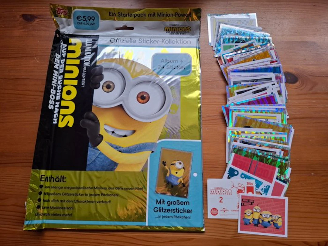 Topps Minions - Gru Empty album + complete loose sticker set - Mint (M)