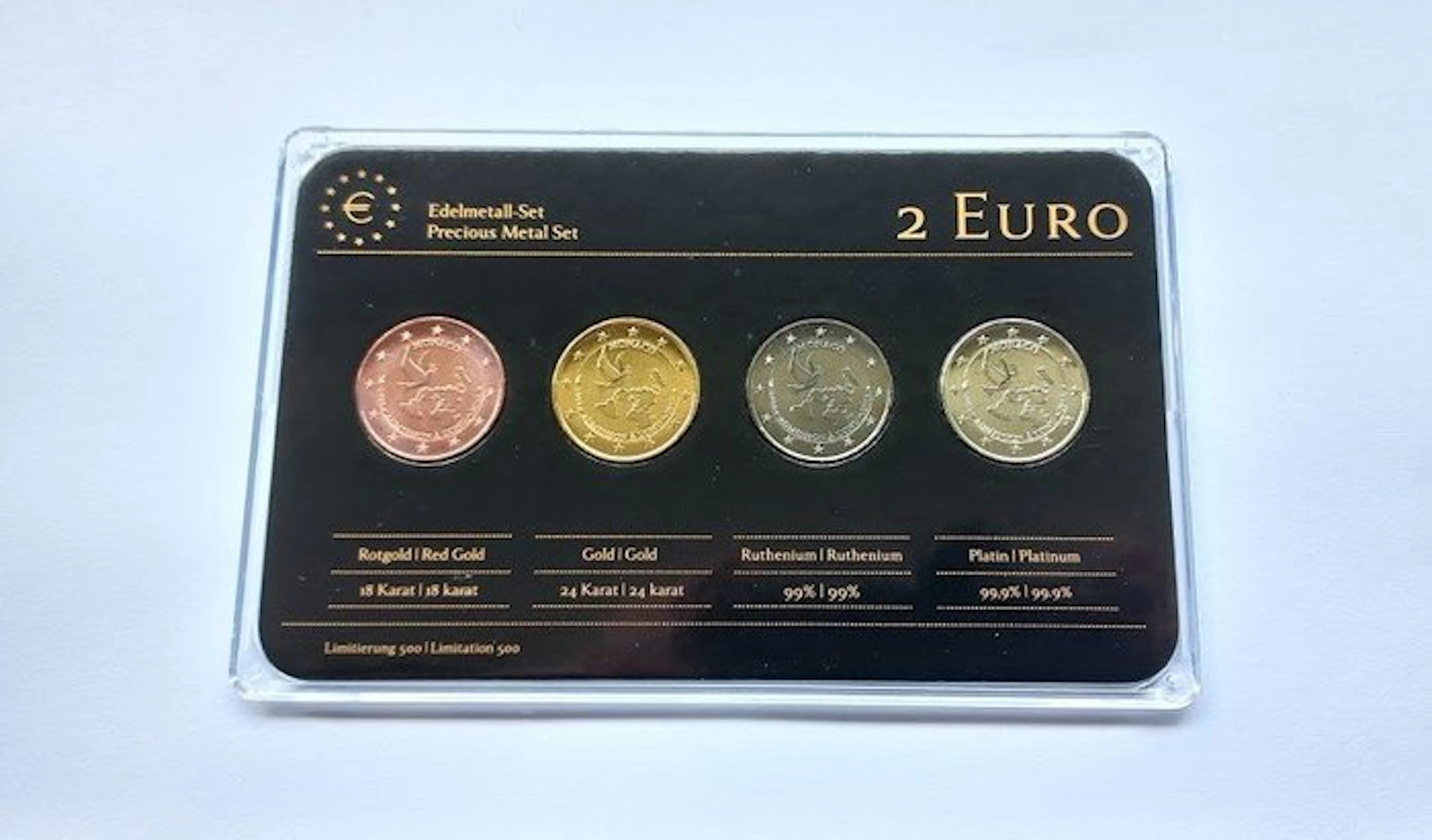 Monaco. 2 Euro 2013 "ONU" (4 coins colored by a Private Mint) (No