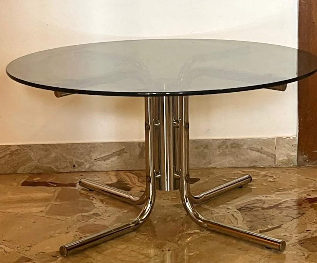 Side table - Steel, Glass - Smoked glass and steel coffee table