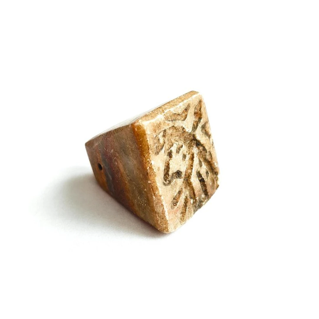 Silk Road, Central Asia Jasper Flying Eagle Bead Seal Talisman - 22 mm