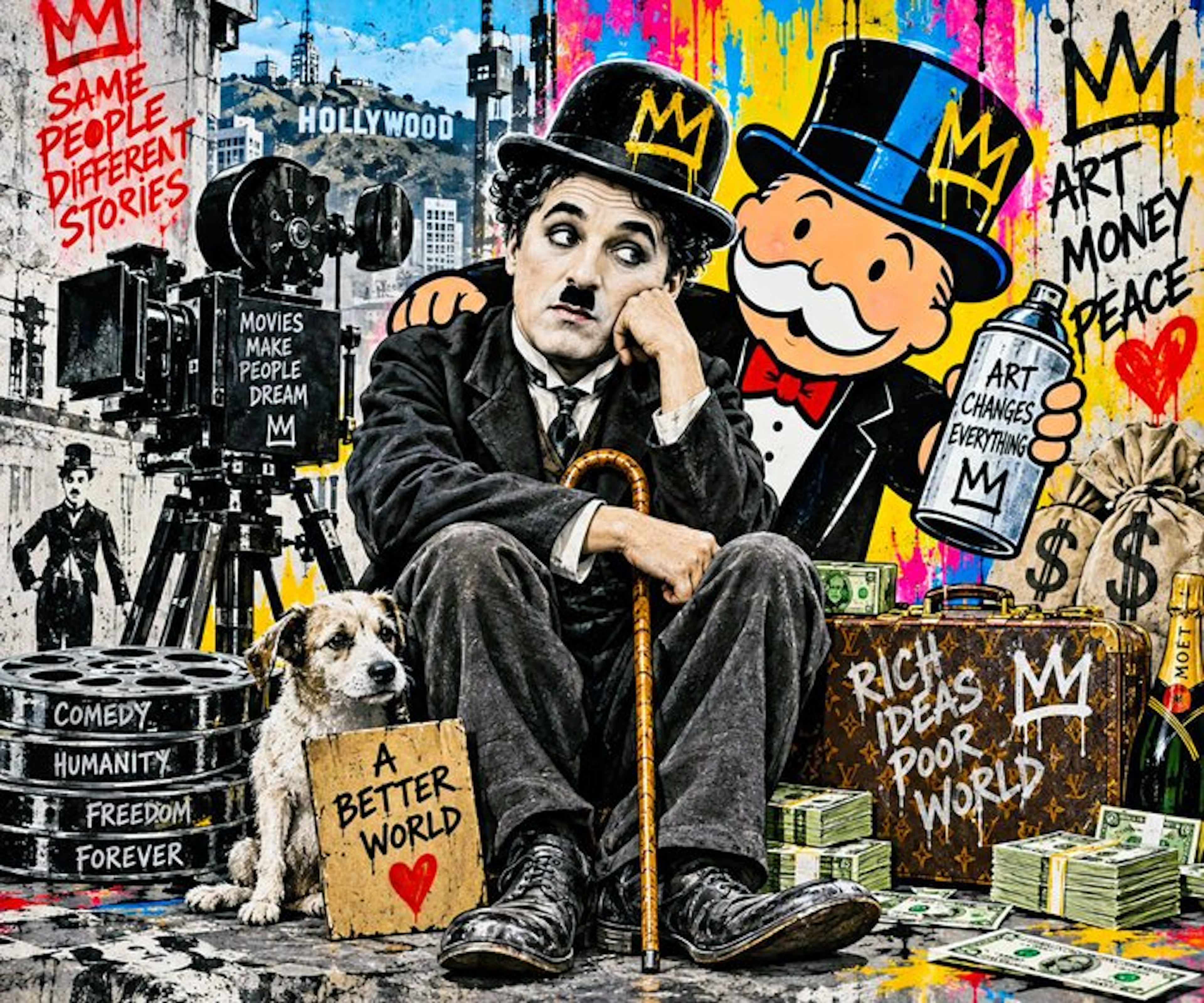 Charlie Chaplin - " THE TRAMP GETS RICH" con stile...