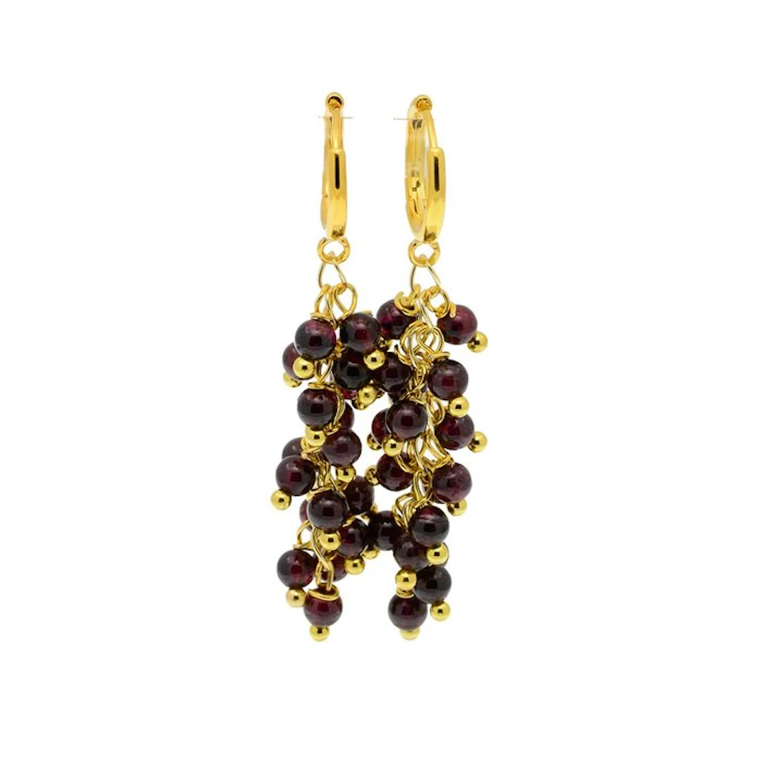 Garnet - Silver, Agate - Earrings