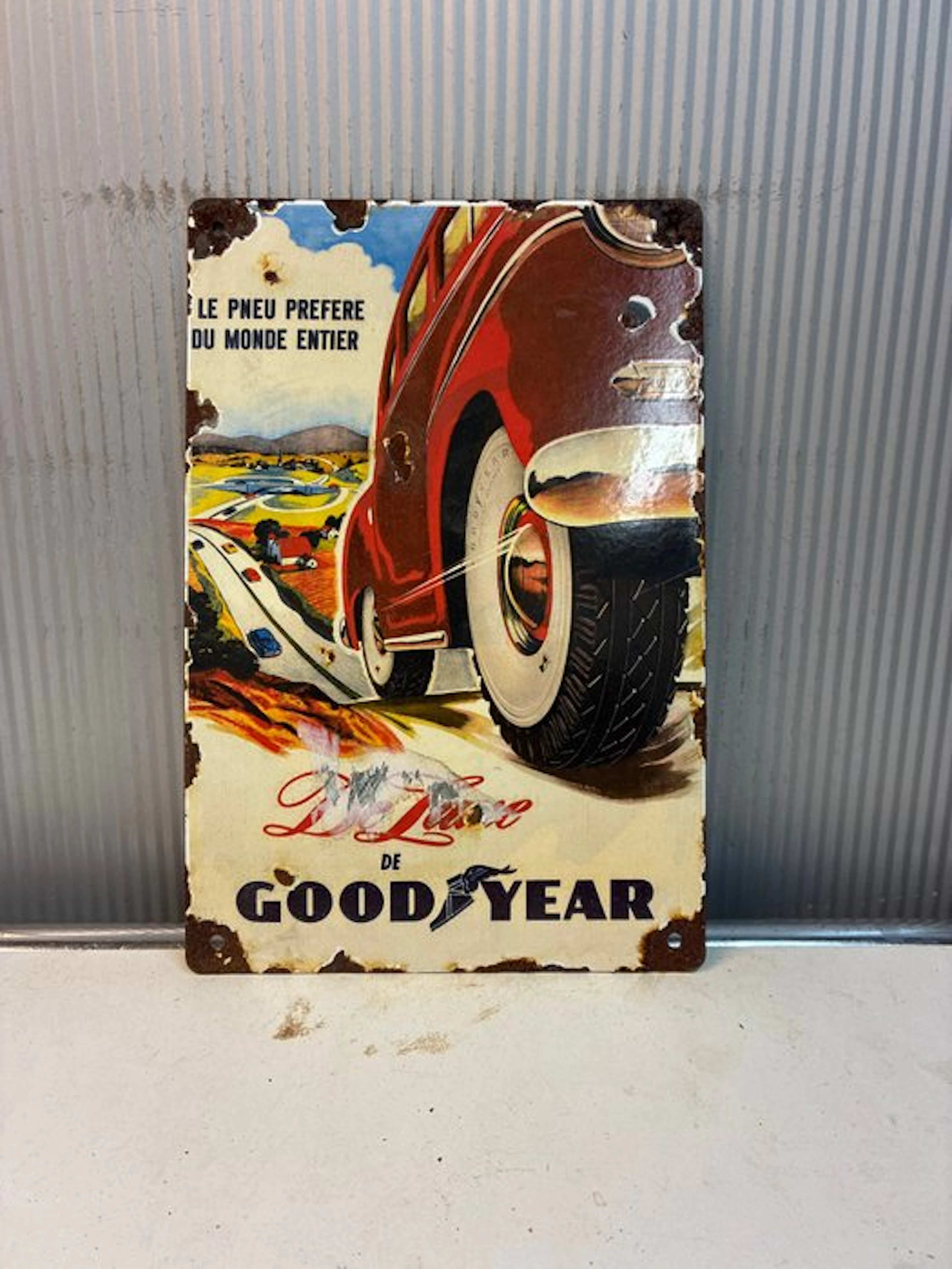 Goodyear – "The World's Favorite Tire" – vintage-style enameled advertising