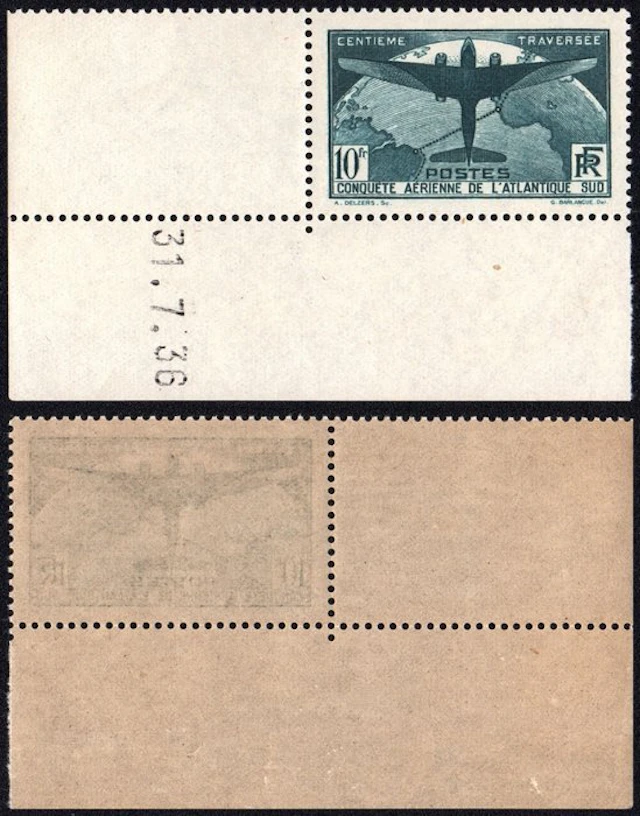 France 1936 - 100th South Atlantic air crossing 10fr with...