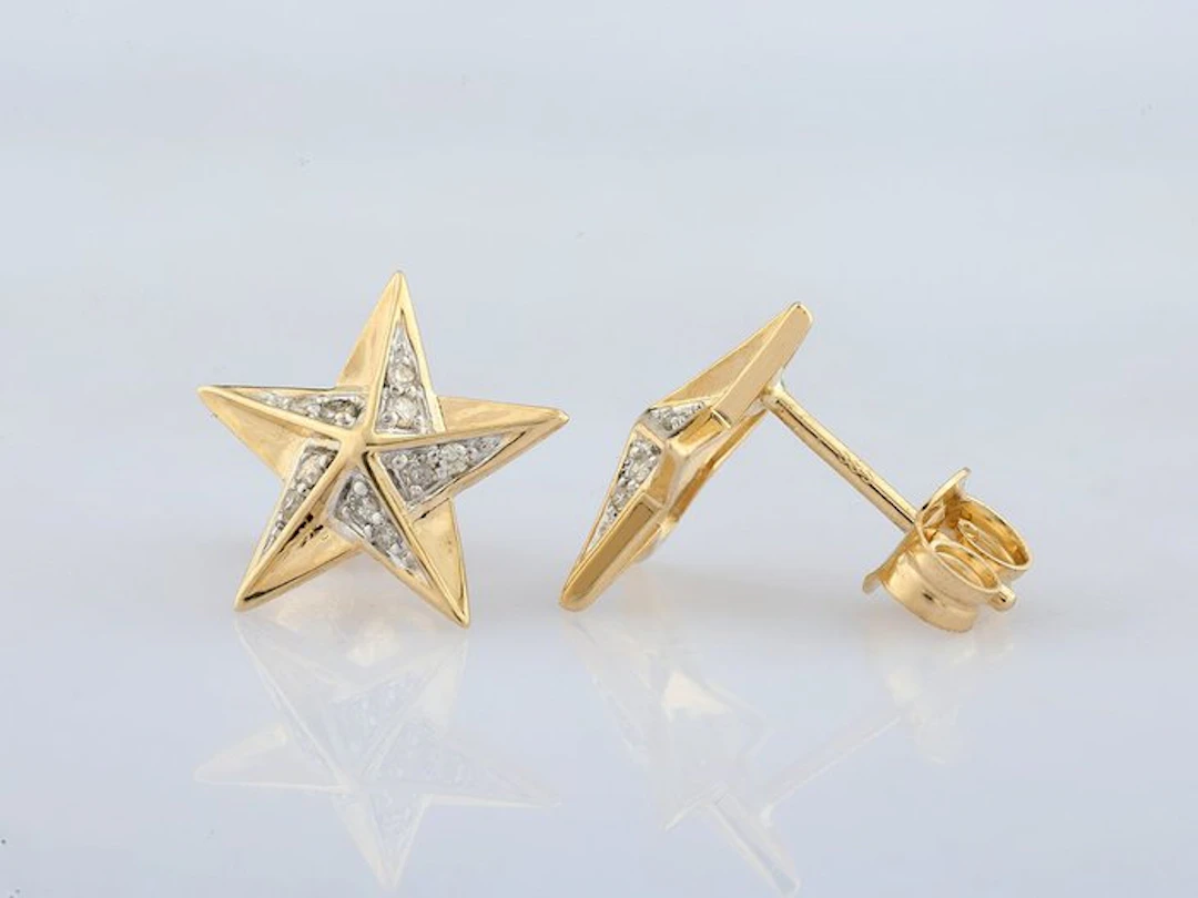 Earrings - 14 kt. Yellow gold - 0.10ct. tw. Diamond (Natural)