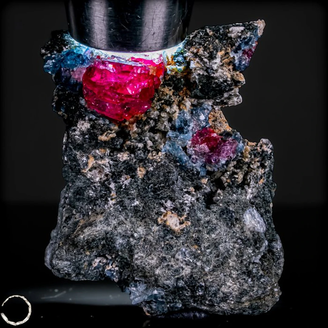 Natural ruby crystal facet with exceptionally intense...