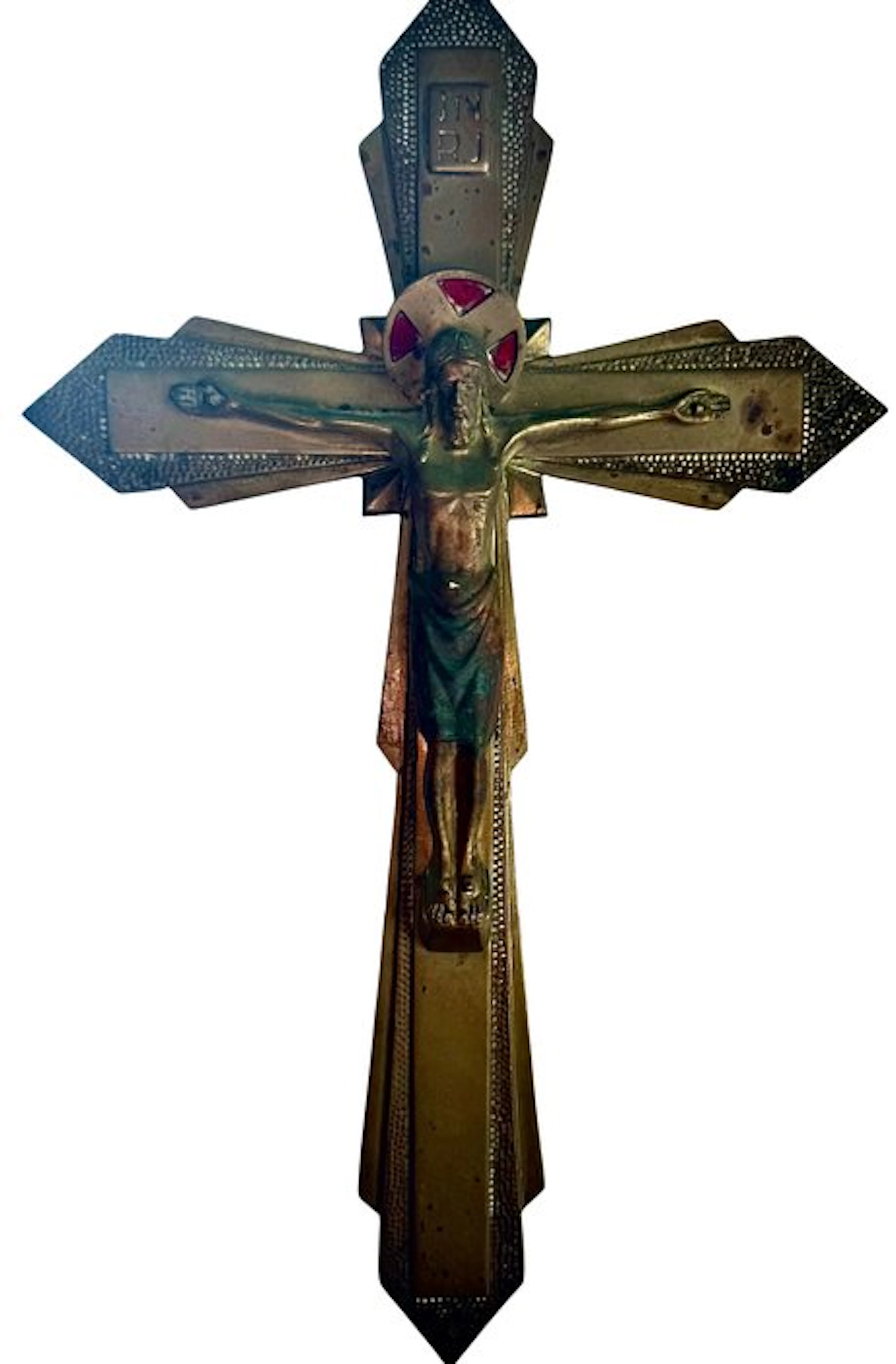 Art Deco Crucifix - Brass - 1960-1970 - Crucifix - 42 cm
