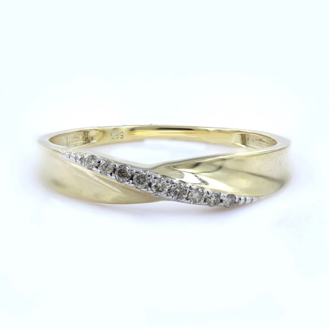 No reserve price - Ring - 14 kt. Yellow gold - 0.08ct. tw. Diamond (Natural)