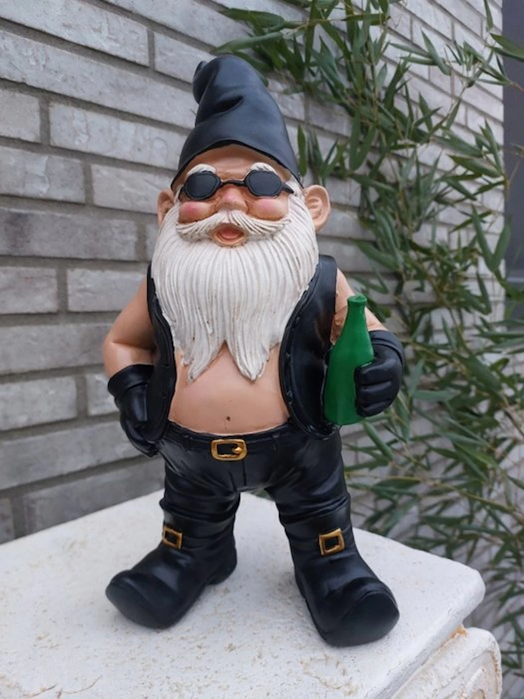 Statue, biker gnome - 33 cm - polyresin