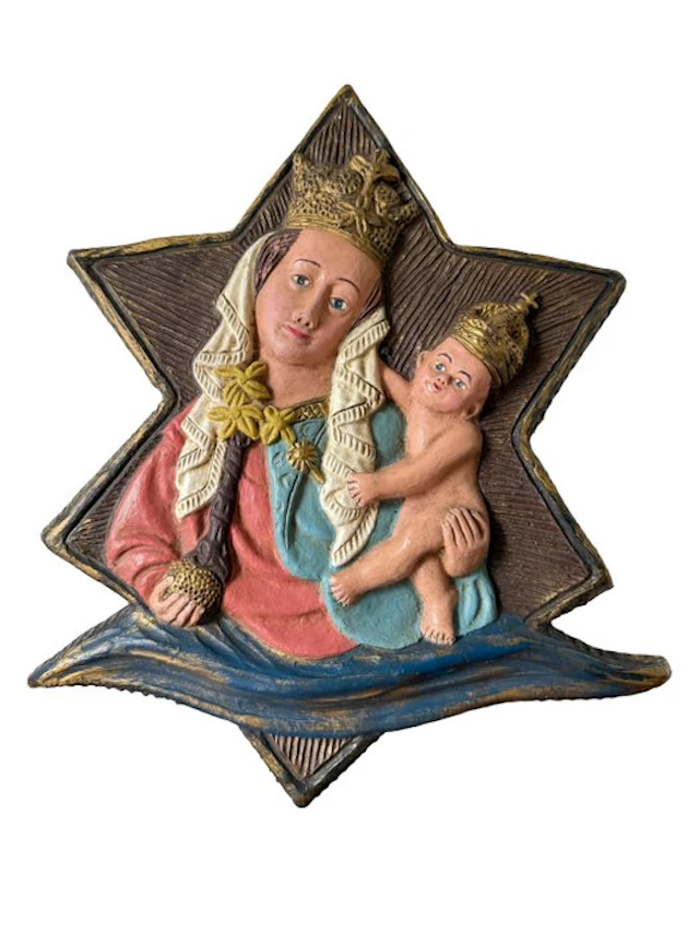 Alpo Handwerk - Mary with baby Jesus in a star - 31 cm - Plaquette - Plaster