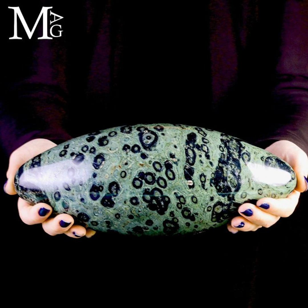 Deep Green Kambaba Jasper Shiva Lingam - Masterfully...