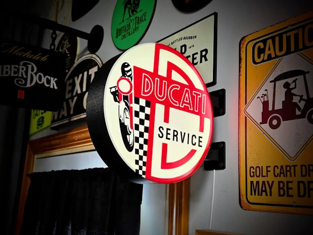Wall-mounted illuminated sign "Ducati Service" - Ø 22 cm...