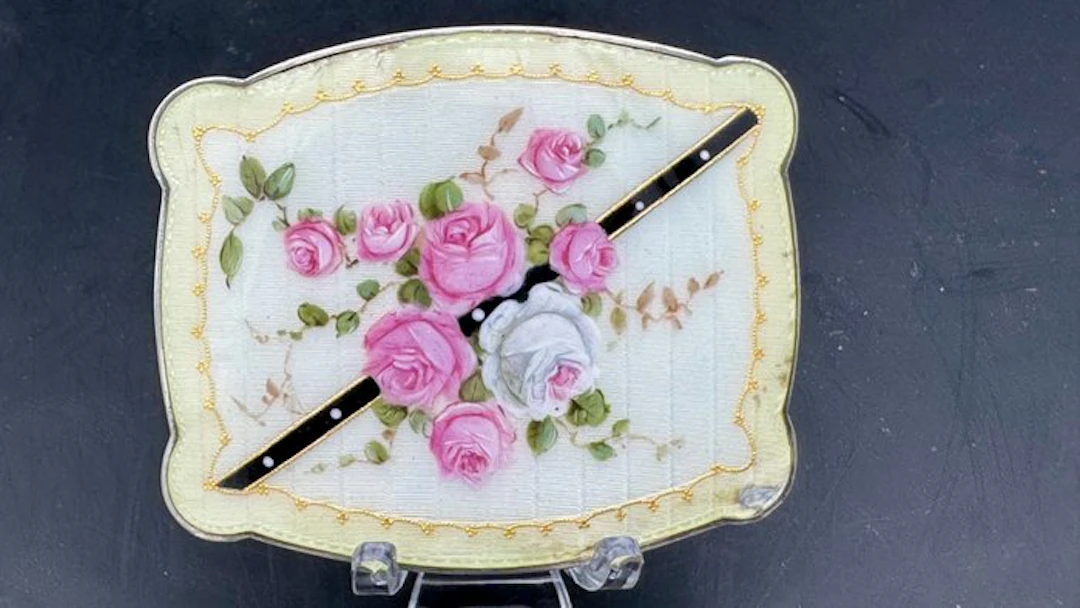 Guilloché enamel buckle, German silver 935. - Enamel plate - .935 silver