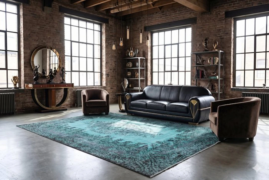 Turquoise vintage - Rug - 310 cm - 185 cm - √ handmade √ certificate