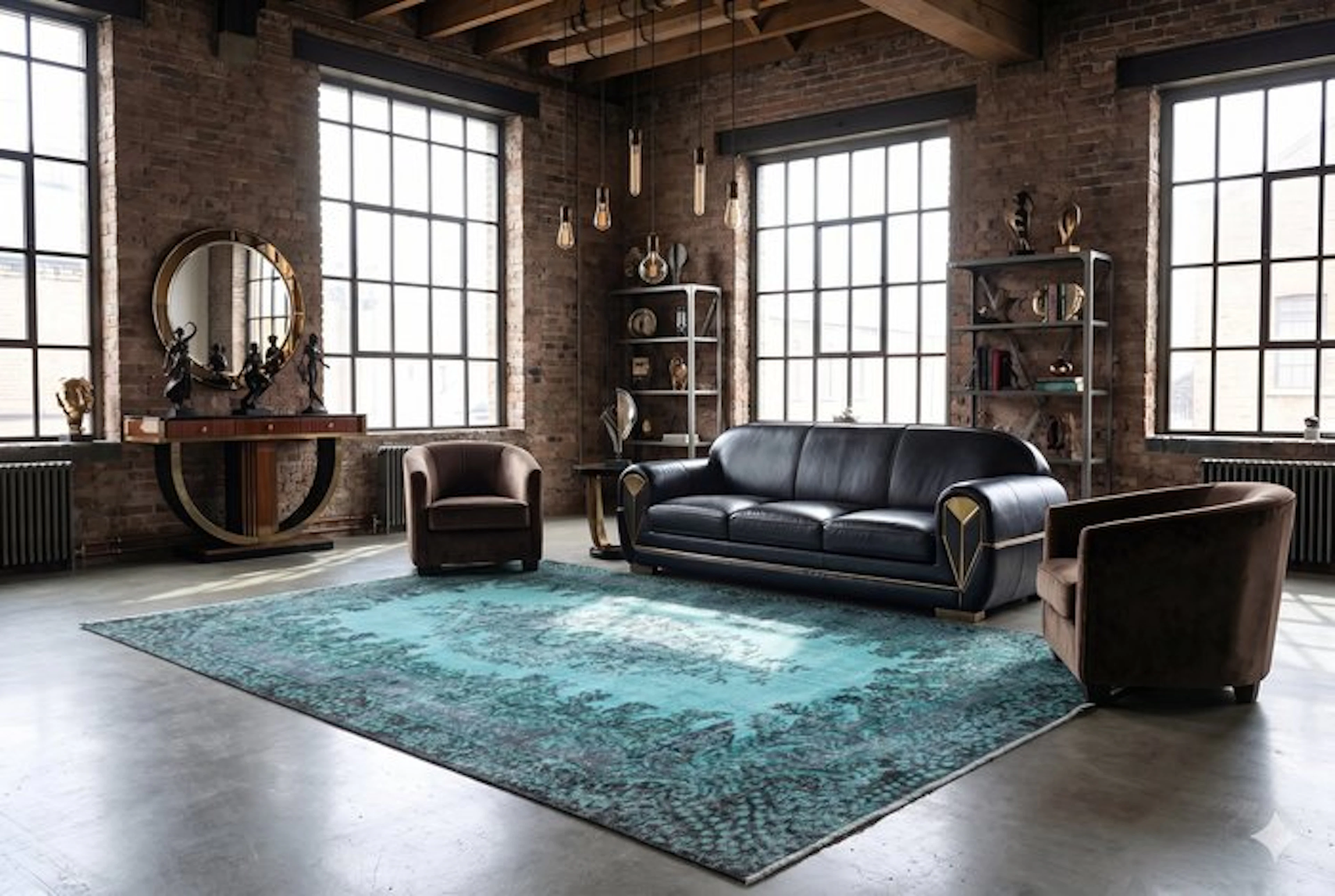 Turquoise vintage - Rug - 310 cm - 185 cm - √ handmade √ certificate