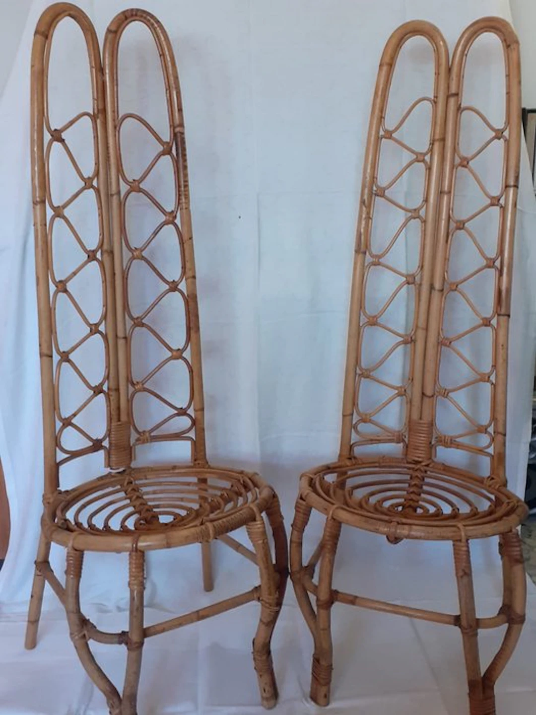 Chair (2) - Bamboo, Rattan - 2 bamboo and rattan chairs