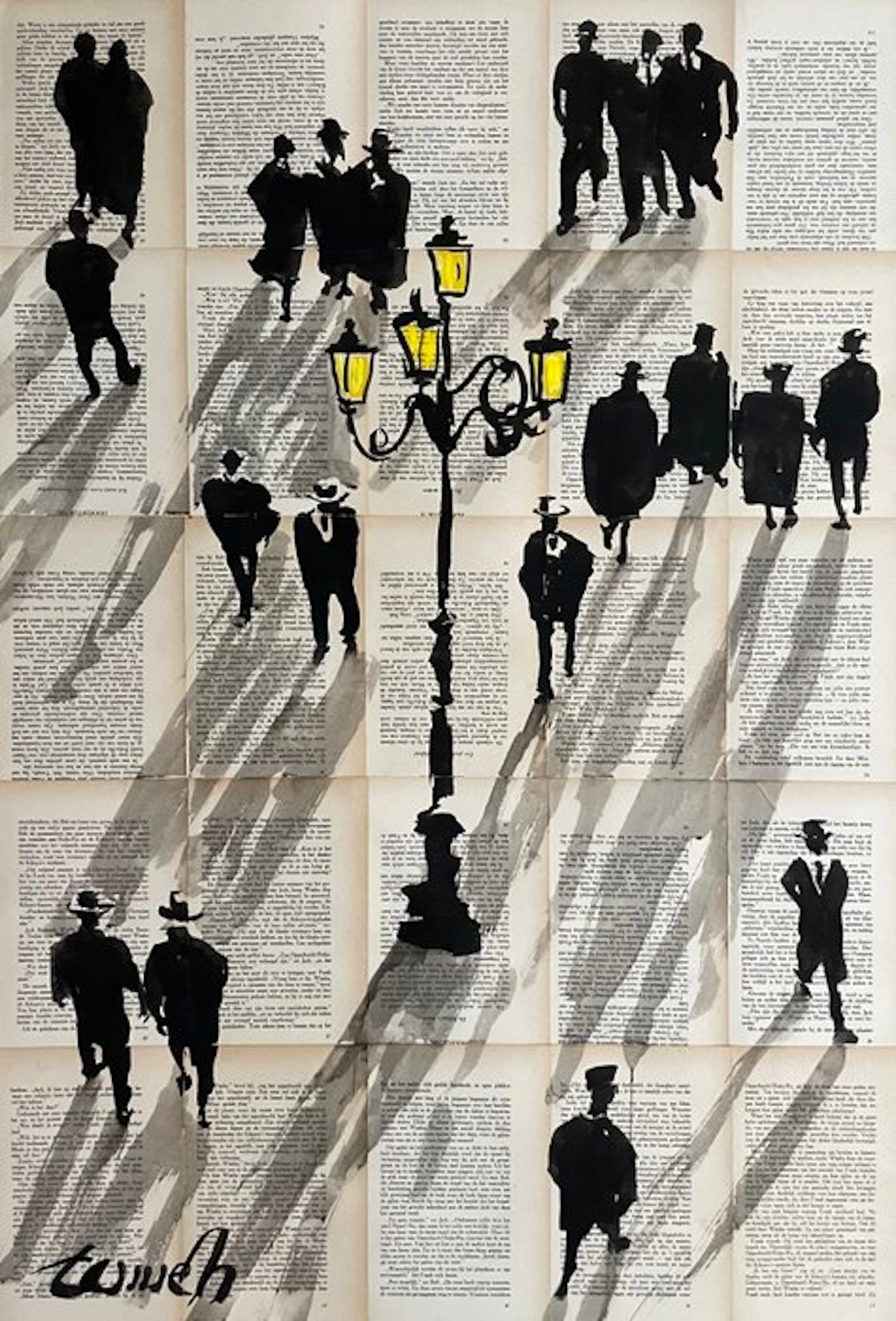 TOMEH 1988 - “Old Town” – XL Original Painting – Ink and...