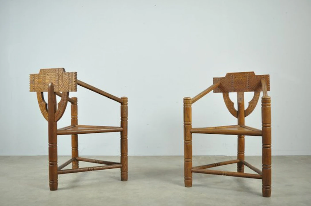 Chair - Oak - A couple of Swedish oak monk chairs.