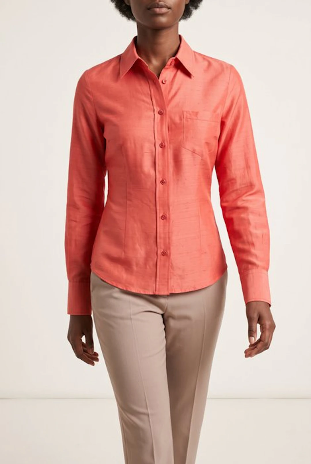 Dolce & Gabbana Coral Silk Shirt with Red Stone Buttons - Camicia DONNA - Shirt