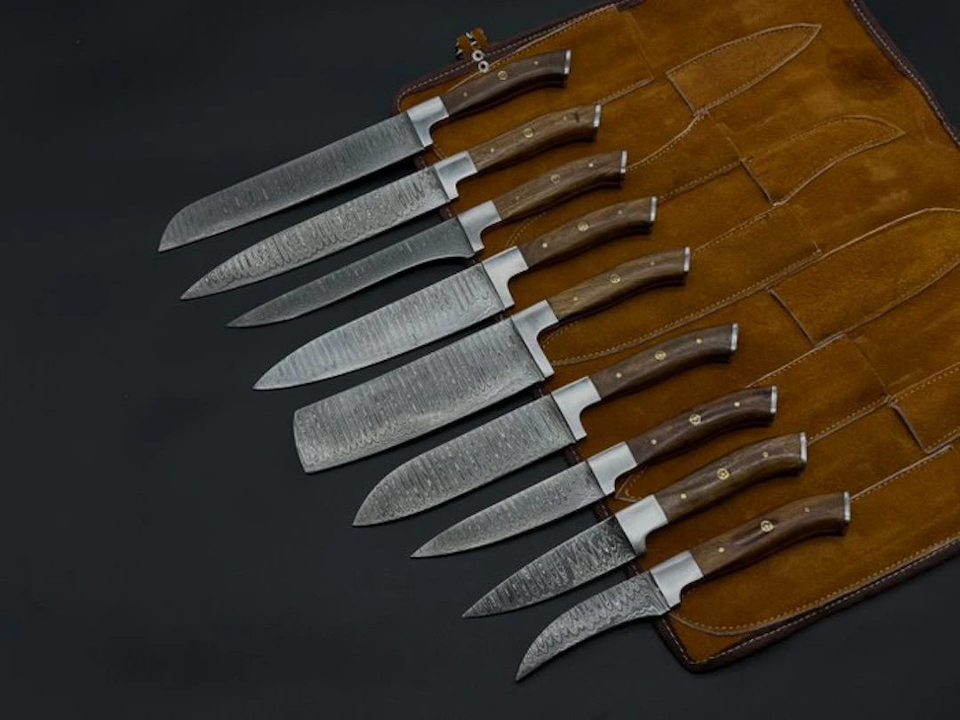 Japanese Style Kitchen Knife SET With Leather BAG...