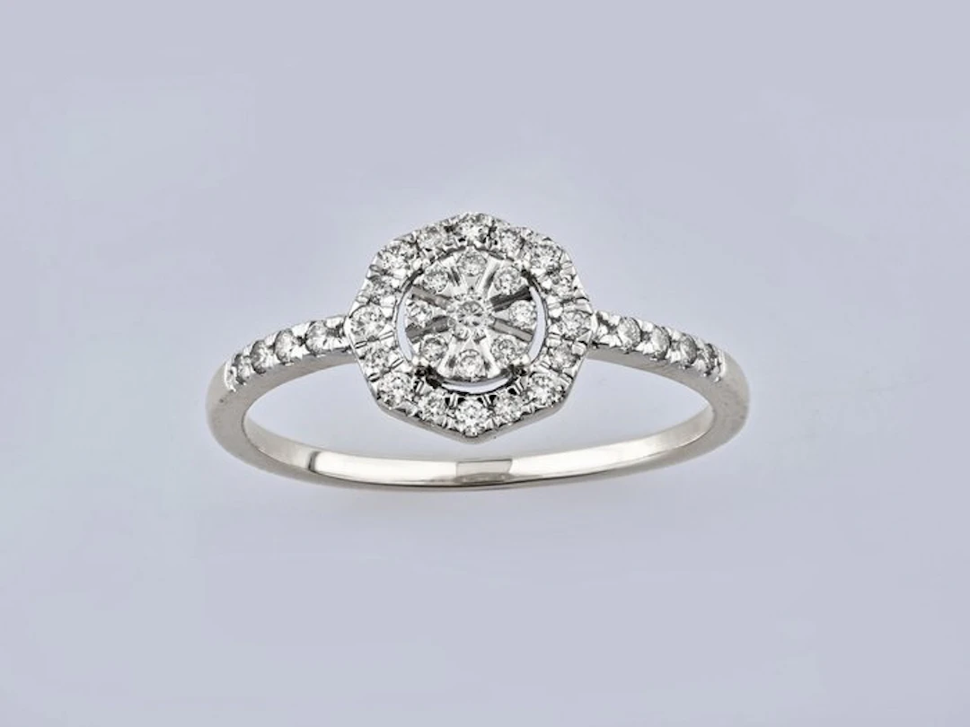 Ring - 14 kt. White gold - 0.25ct. tw. Diamond (Natural)